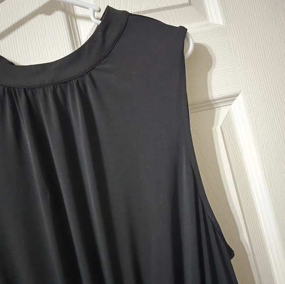 Leota Aria Midi Dress in Black, Drop Ruched Waist, Stretchy Jersey Knit, EUC! - Picture 6 of 12